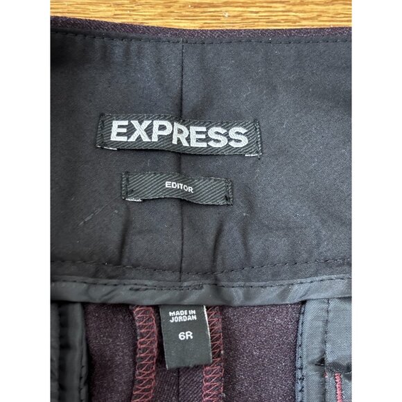 Express Editor Womens Dress Pants Dark Purple 6 R Wide Leg Plum Trousers Flare - Picture 3 of 6